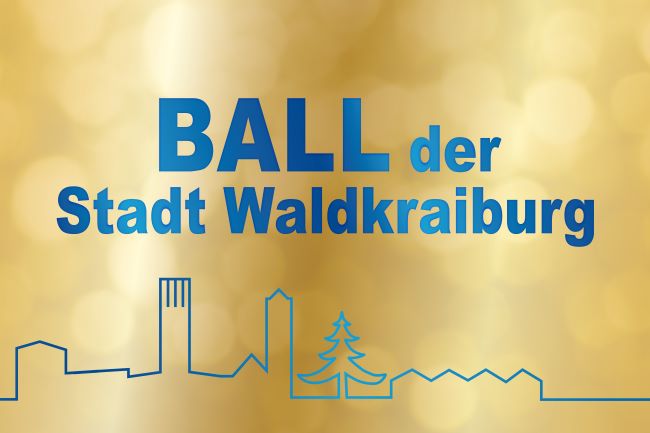 Einladungskarte Ball der Stadt in gold und blau