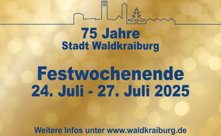 Einladungskarte Festwoche in gold und blau