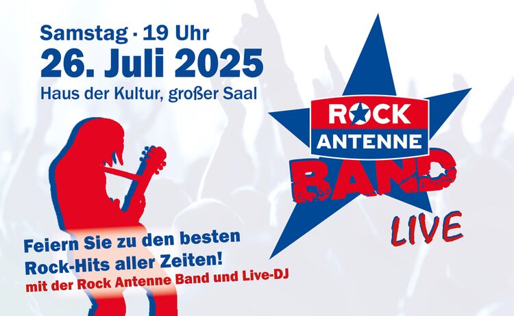 Musiker mit Gitarre-Logo Rock-Antenne